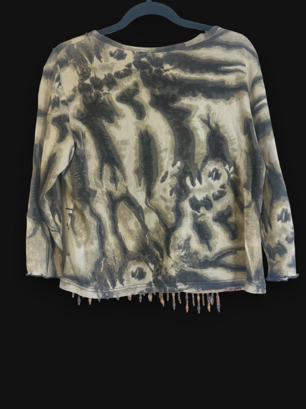 Y2K Women's Floral Embellished Long Sleeve Top - Orange/Black - Picture 2 of 6